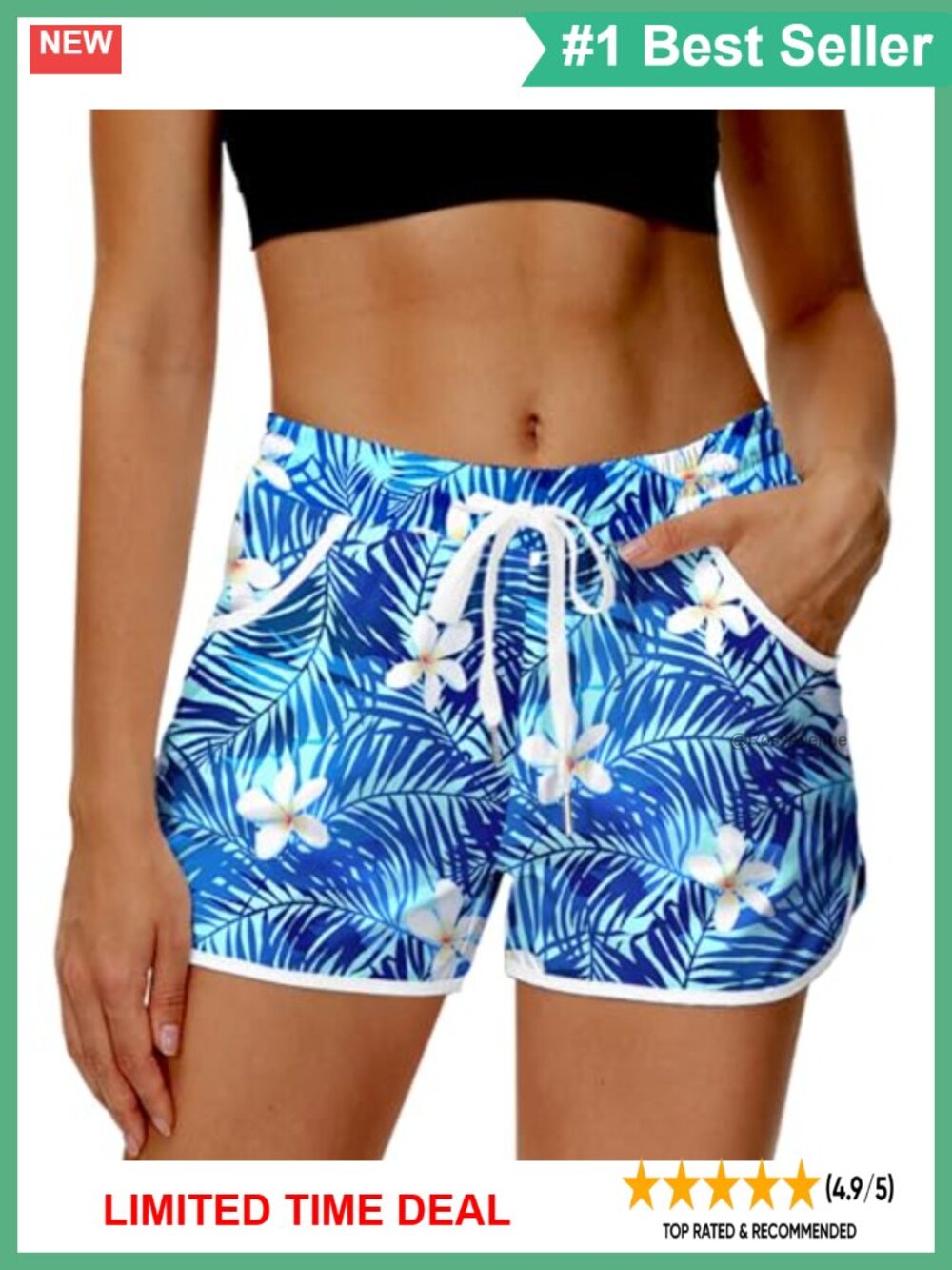 Women's Board Shorts Quick Dry Swim Bottoms with Pockets